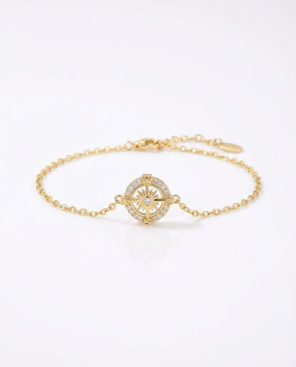 Silver Compass Bracelet - Dainty Travel Jewelry - Meaningful Gift for Her