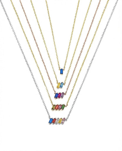 Family Birthstone Necklace, Multi Stone Bar Necklace