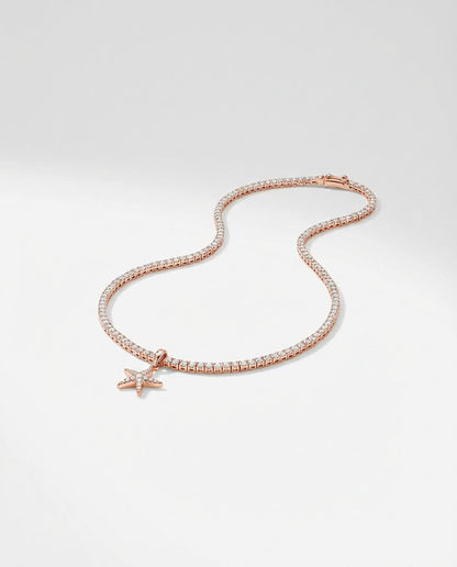 Tennis Chain Starfish Charm Necklace - Tennis Jewelry