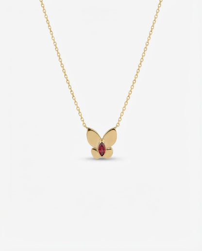 Butterfly Pendant Necklace with Birthstone