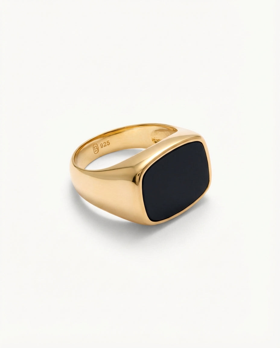 Bold Rectangular Onyx Statement Ring - Onyx Jewelry