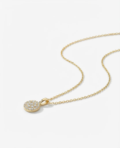 14k Gold Halo Necklace - 925k Sterling Silver