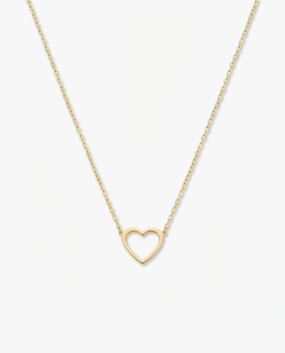 Gold Heart Necklace, Dainty Heart Pendant - 925k Sterling Silver