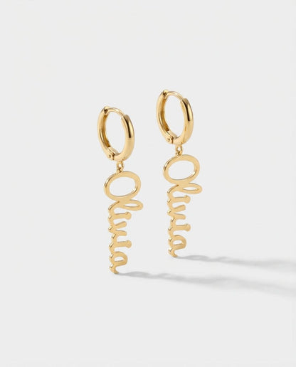 Custom Name Earrings, Personalized Gold Drop Earrings