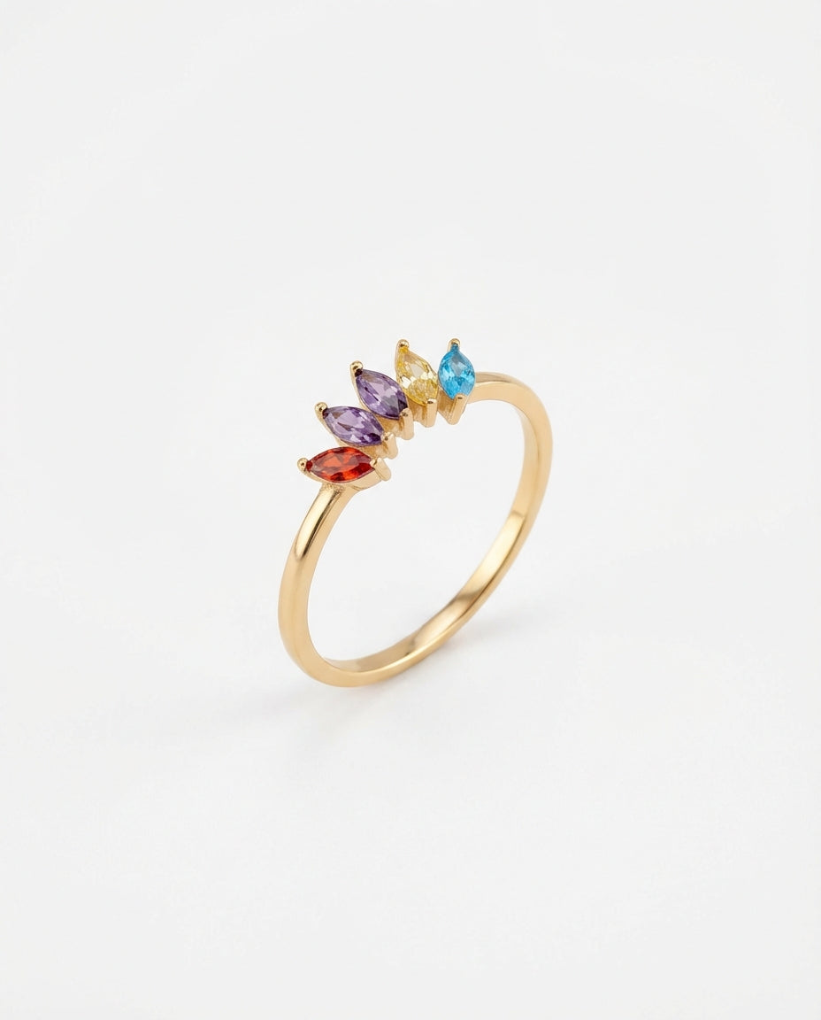 Birthstone Ring - Multi Stone Family Ring - Colorful Gem Jewelry Gift