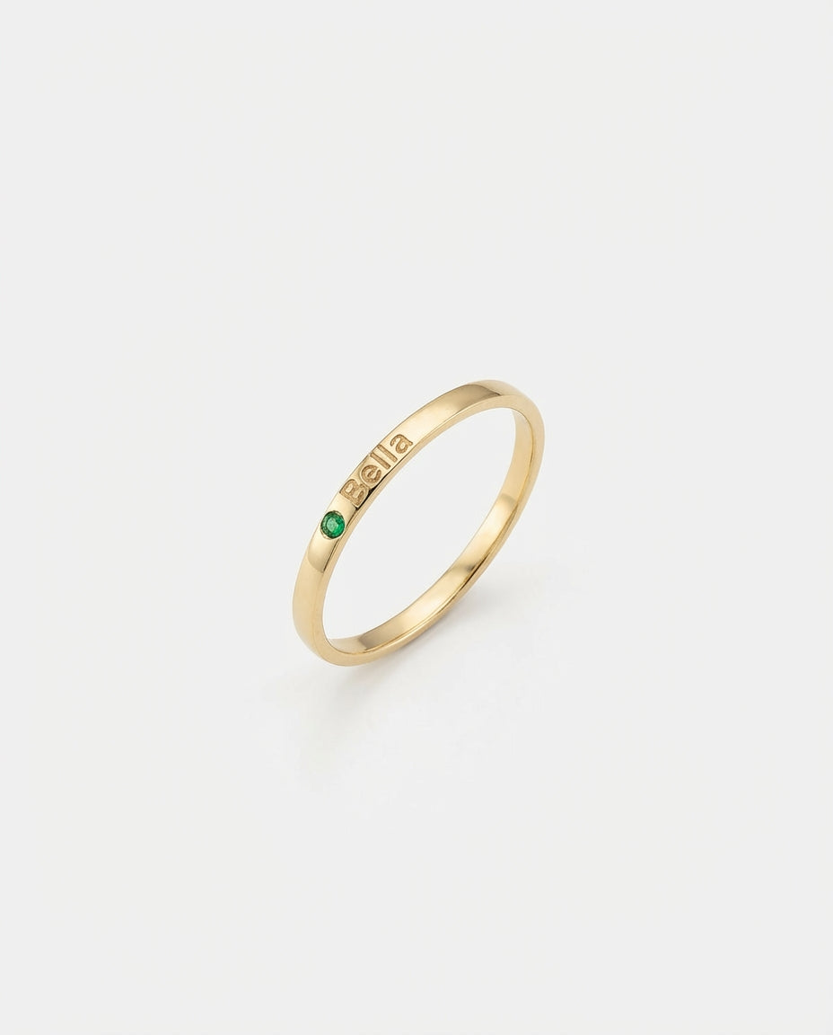 Name Birthstone Ring - Personalized Engraved Ring - Custom Jewelry Gift - 925k Sterling Silver