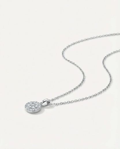 14k Gold Halo Necklace - 925k Sterling Silver
