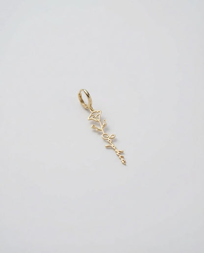 Custom Name Rose Earrings, Personalized Gold Flower Dangle Earrings