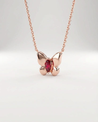 Butterfly Pendant Necklace with Birthstone