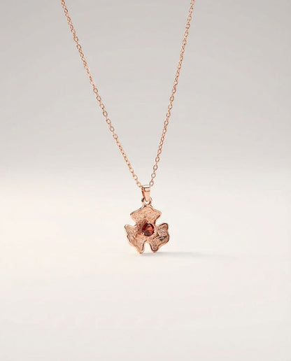 Abstract Floral Pendant Necklace with Birthstone