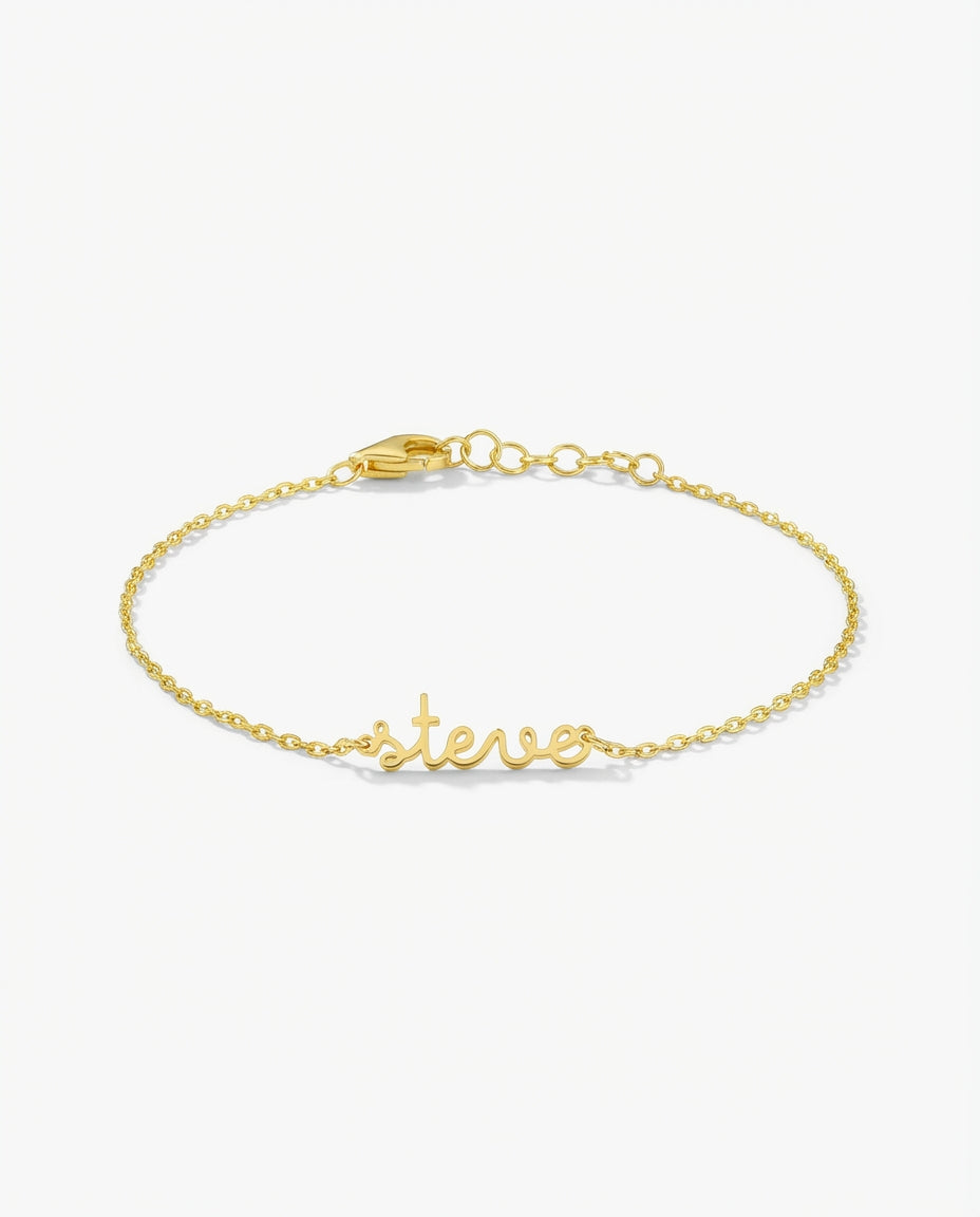 JWH Personalized Name Bracelet, Custom Gold Name Jewelry - 925k Sterling Silver