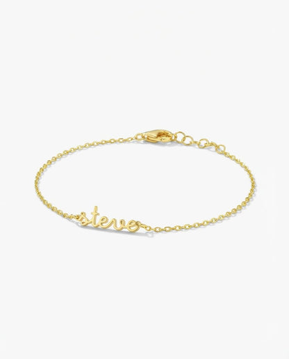 Personalized Name Bracelet, Custom Gold Name Jewelry - 925k Sterling Silver