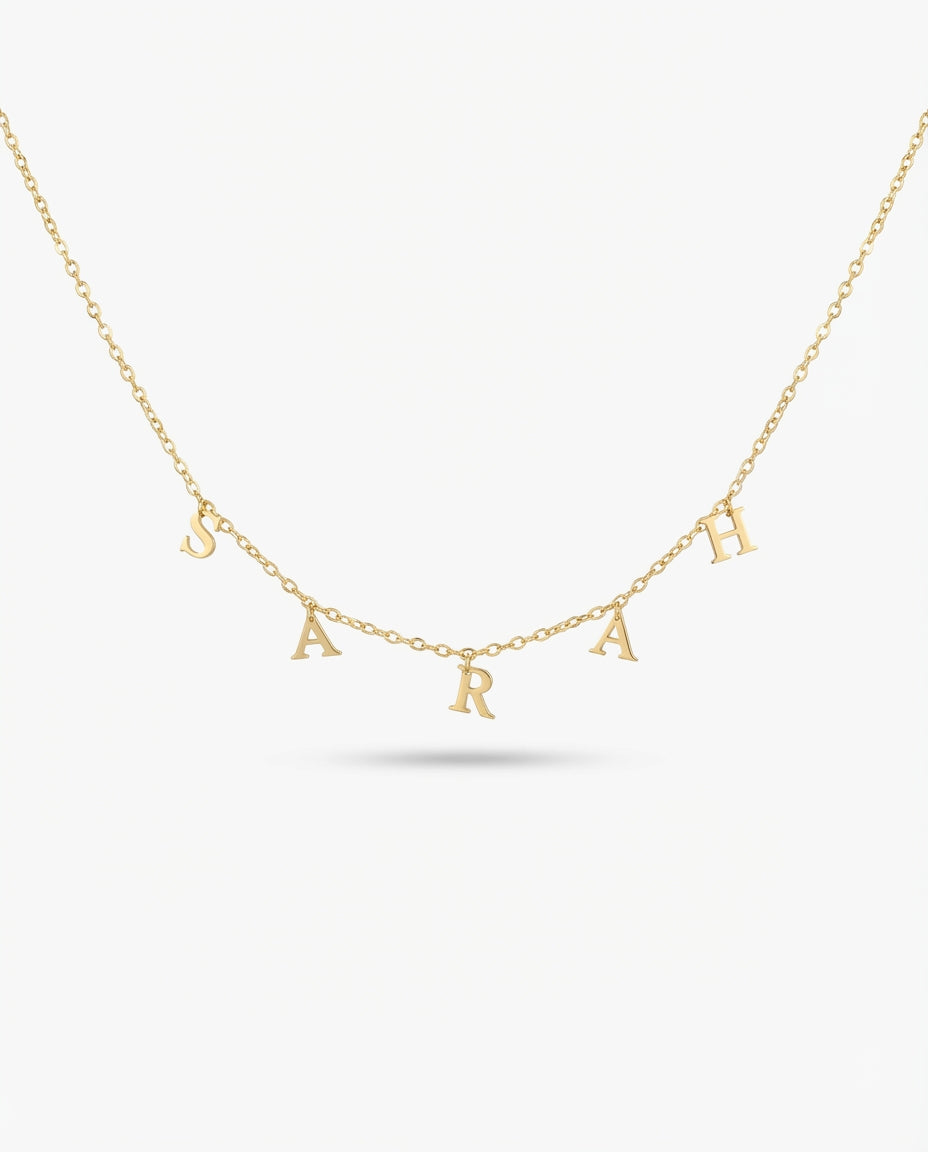 Drop Letter Name Necklace - Custom Initial Jewelry - Personalized Gift for Her - 925k Sterling Silver
