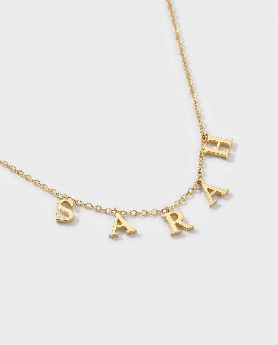 Drop Letter Name Necklace - Custom Initial Jewelry - Personalized Gift for Her - 925k Sterling Silver