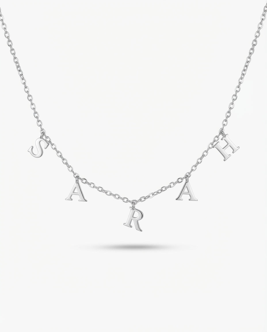 Drop Letter Name Necklace - Custom Initial Jewelry - Personalized Gift for Her - 925k Sterling Silver