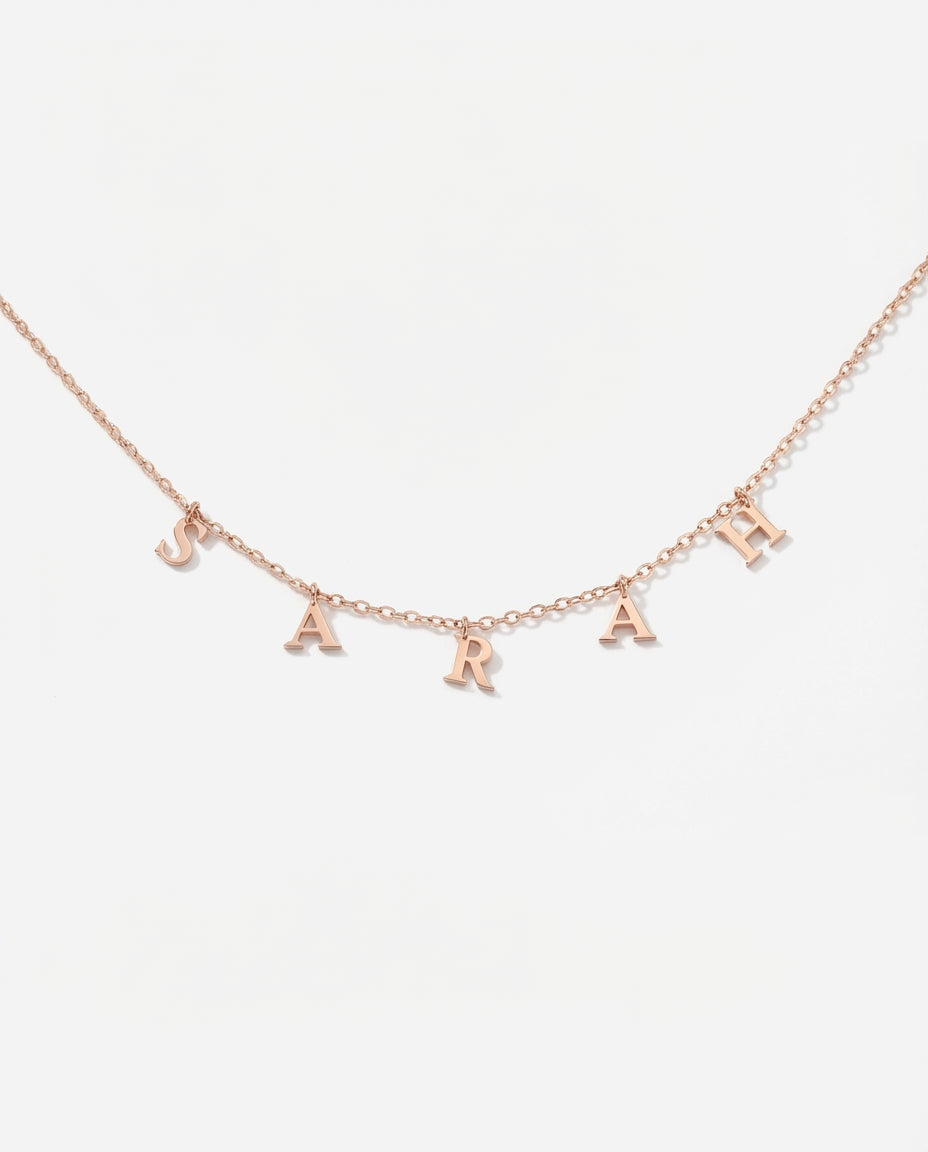 Drop Letter Name Necklace - Custom Initial Jewelry - Personalized Gift for Her - 925k Sterling Silver