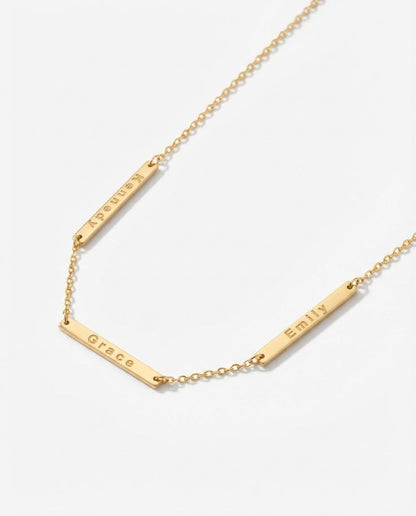 Multiple Name Bar Necklace - Custom Engraved Jewelry - Personalized Gift for Her - 925k Sterling Silver