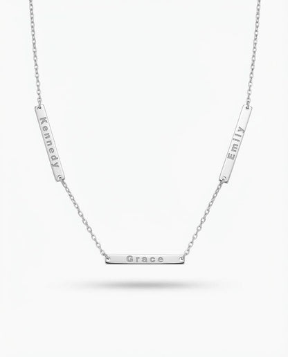 Multiple Name Bar Necklace - Custom Engraved Jewelry - Personalized Gift for Her - 925k Sterling Silver