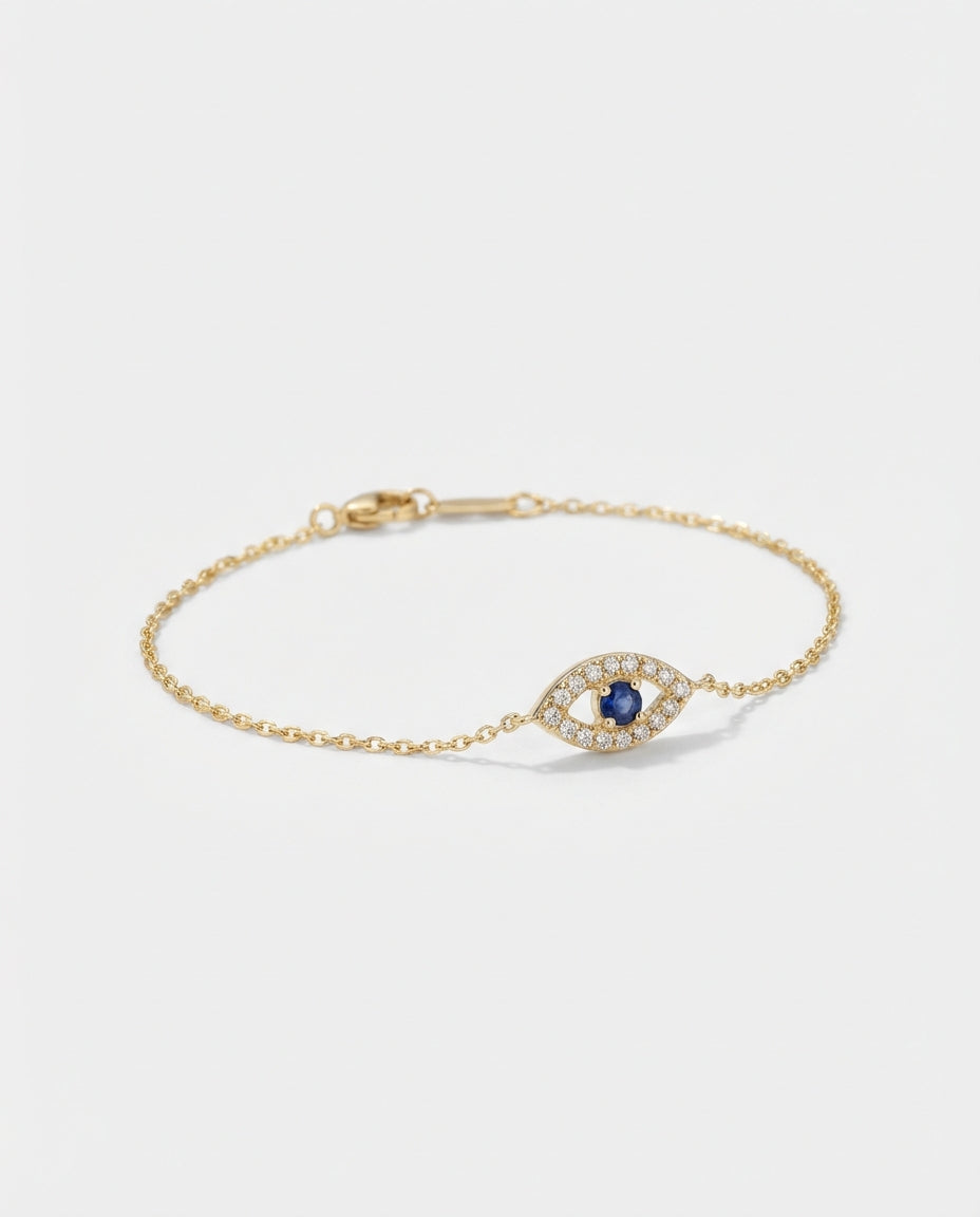 Evil Eye Bracelet, Protection Jewelry Gift for Her - 925k Sterling Silver