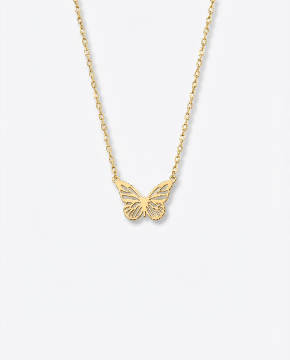 Butterfly Necklace - Dainty Gold Chain Pendant - Gift for Her - 925k Sterling Silver