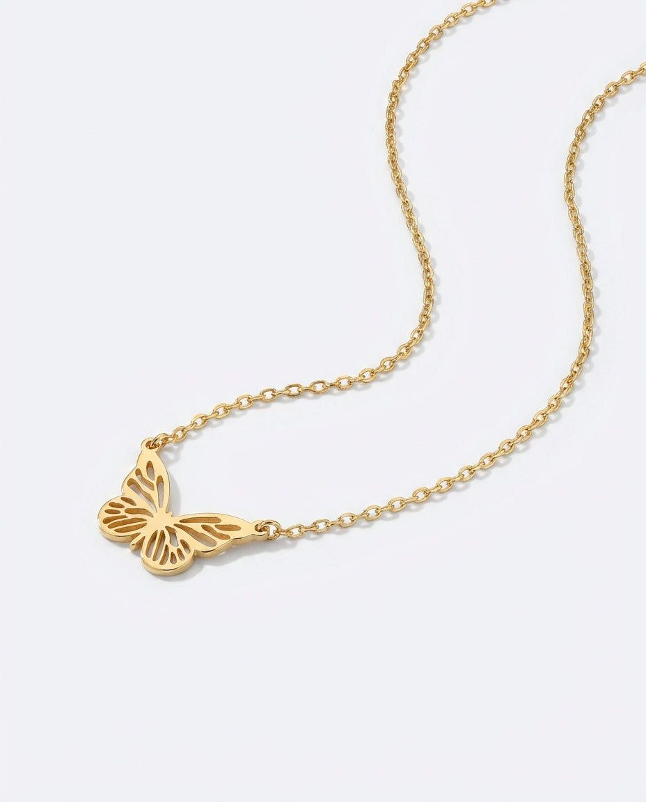 Butterfly Necklace - Dainty Gold Chain Pendant - Gift for Her - 925k Sterling Silver