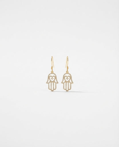 CZ Hamsa Hand Earrings, Dangle Jewelry