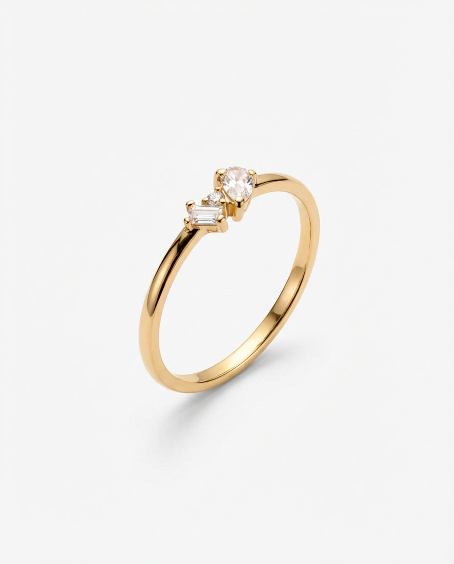 Minimalist Baguette & Oval Stone Ring
