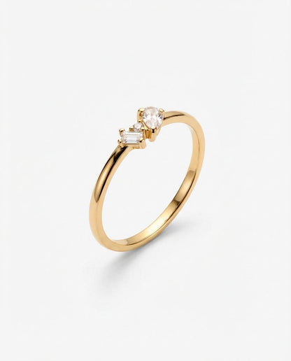 Minimalist Baguette & Oval Stone Ring