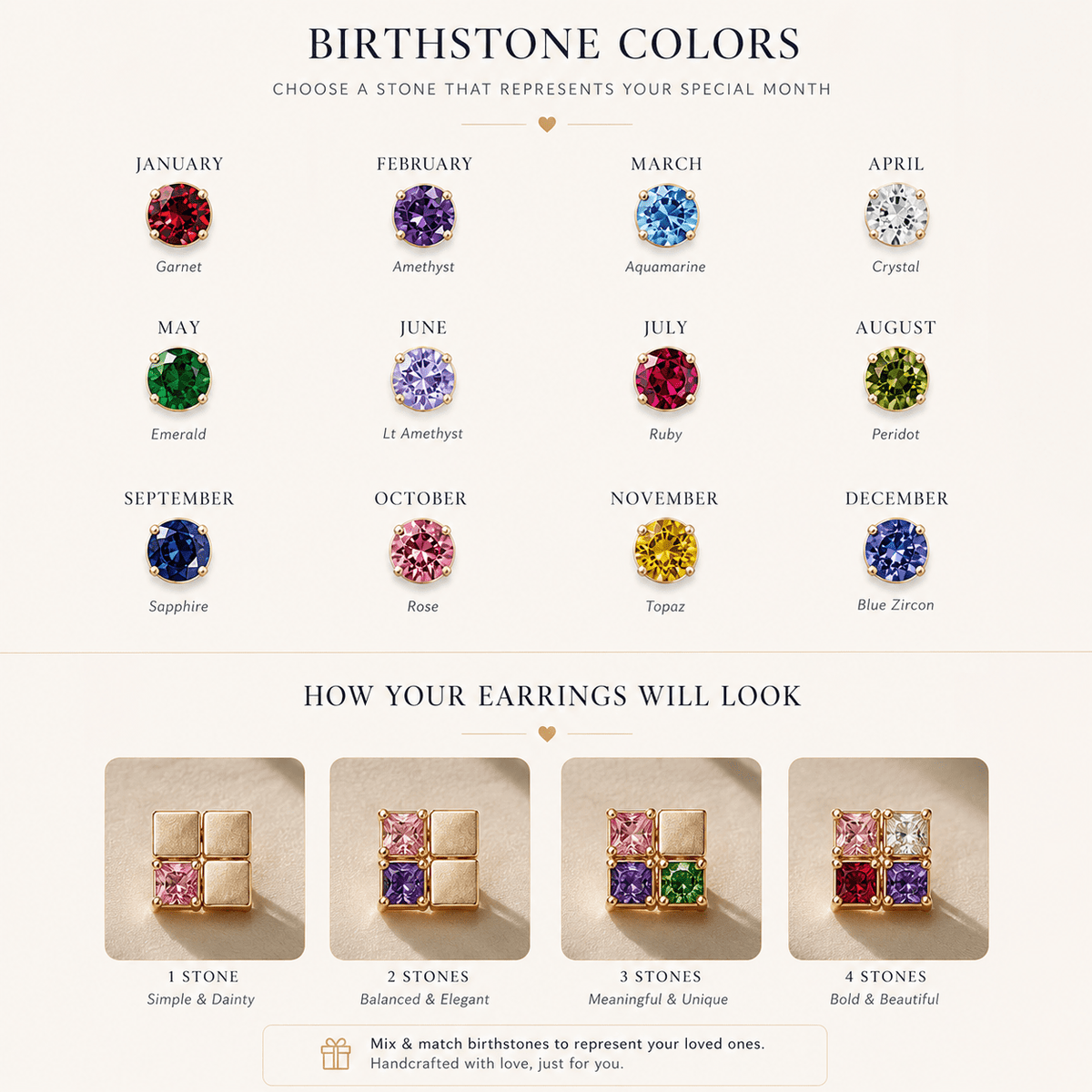 Multiple Birthstone Earrings - Jewelry Handcrafts