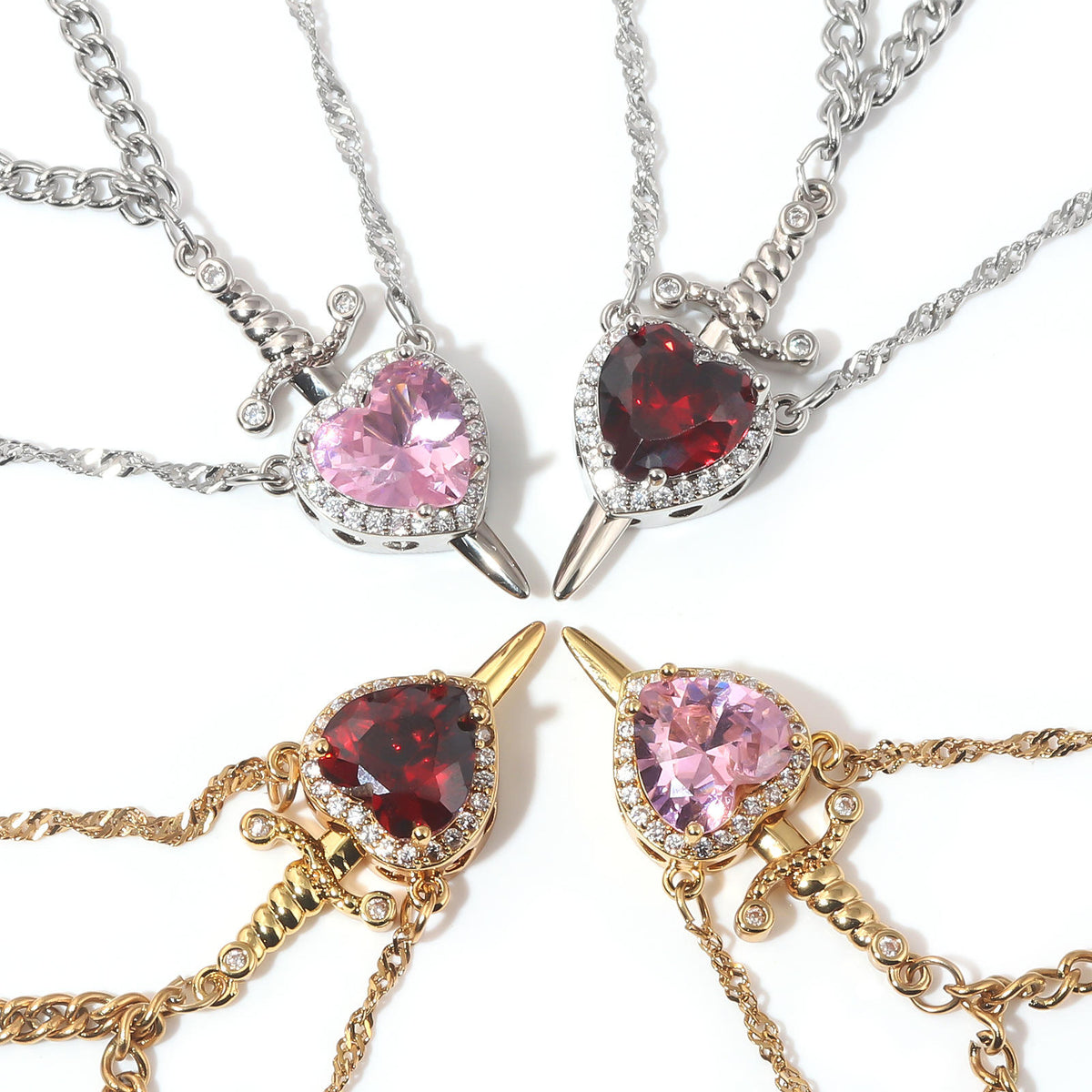 Love & Valor heart and sword matching necklace pair - view 3