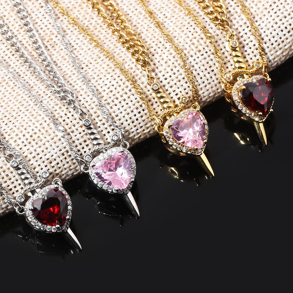 Love & Valor heart and sword matching necklace pair - view 5