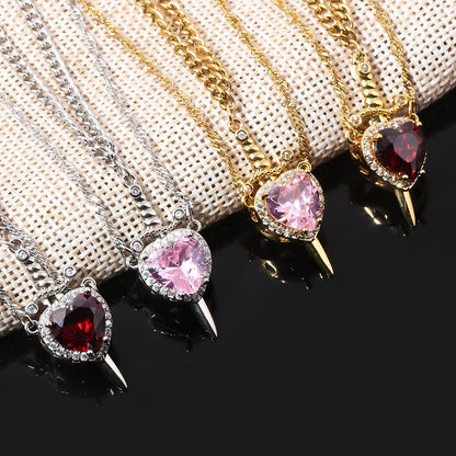 Love & Valor heart and sword matching necklace pair - view 5
