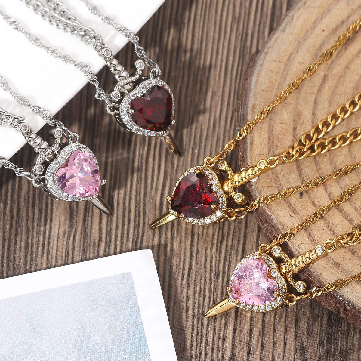 Love & Valor heart and sword matching necklace pair - view 6