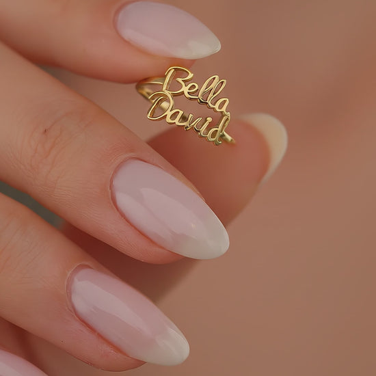 Personalized two name gold ring video by Jewelry Handcrafts