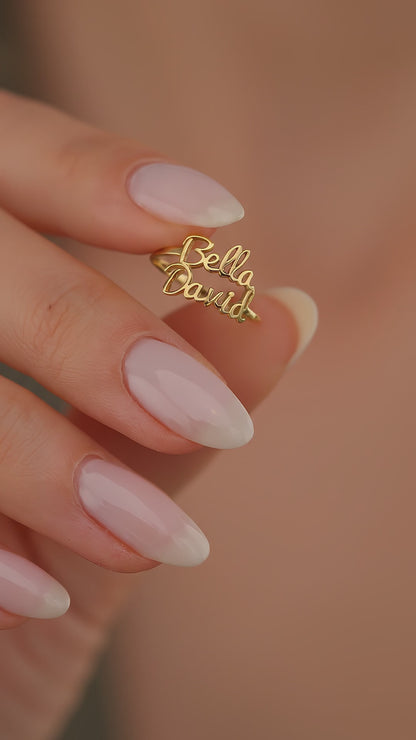 Personalized two name gold ring video by Jewelry Handcrafts