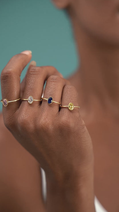 Personalized Dainty Birthstone Ring, Everyday Ring - Birthstone Jewelry