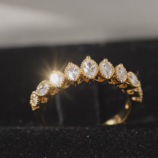 Marquise cut milgrain wedding band reels video by jewelryhandcrafts